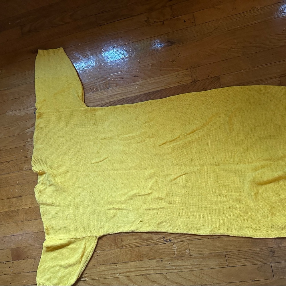 Vintage Lady DeRotchild Yellow Sweater Dress with White Accents - Picture 4 of 4